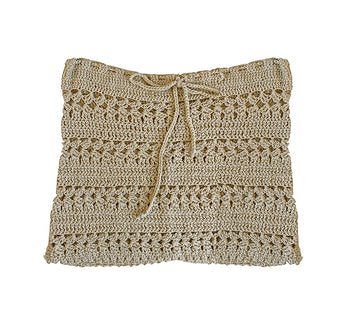 Cotton Mini Skirt in Beige